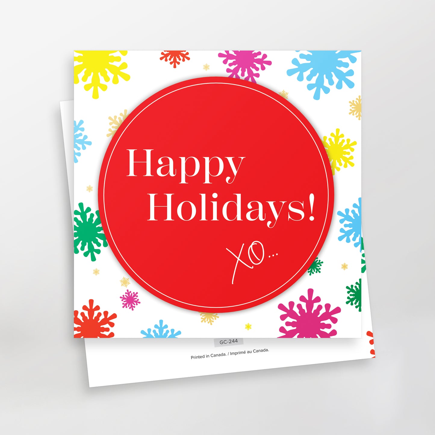 Happy Holidays XO Series 2 greeting cards, GC-244, red on white, CarmenGrenier.com