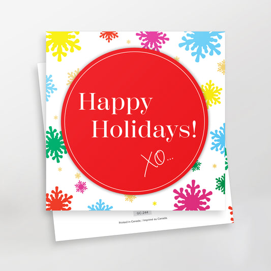 Happy Holidays XO Series 2 greeting cards, GC-244, red on white, CarmenGrenier.com