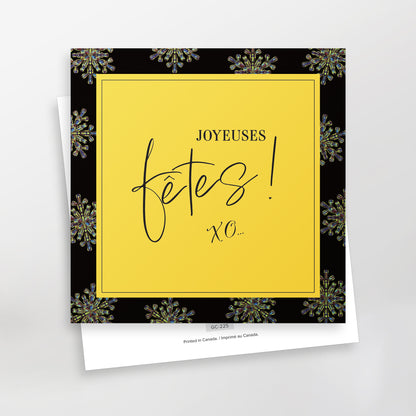 Joyeuses fêtes XO greeting card, turquoise, jaune, CarmenGrenier.com 