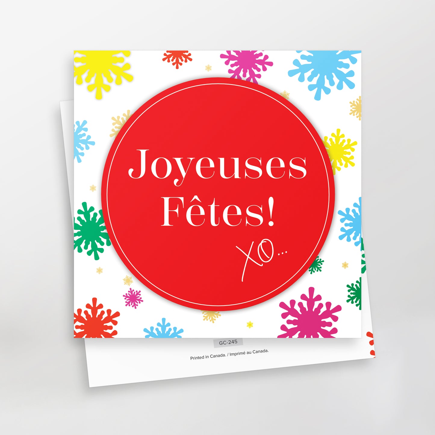 Joyeuses fêtes XO Series 2 greeting cards, GC-245, red on white, French, CarmenGrenier.com