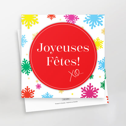 Joyeuses fêtes XO Series 2 greeting cards, GC-245, red on white, French, CarmenGrenier.com