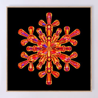 Shimmering crystal snowflake 'Ruby' as a fine art print designed by Carmen Grenier. OE-377-14x14