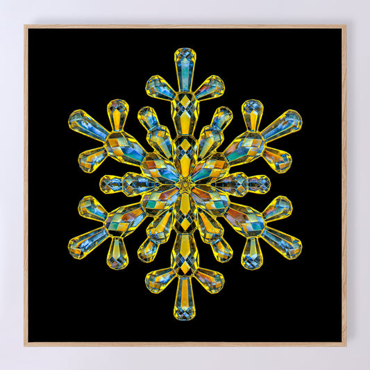 Shimmering crystal snowflake 'Jewel' as a fine art print designed by Carmen Grenier. OE-379-14x14