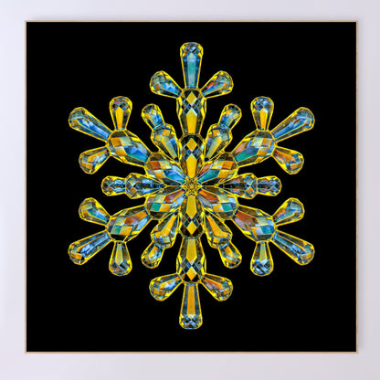 Shimmering crystal snowflake 'Jewel' as a fine art print designed by Carmen Grenier. OE-379-36x36